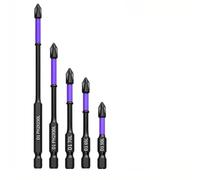 Set di punte per cacciavite a croce PH2 antiscivolo, 62HRC, punte magnetiche per trapano elettrico, confezione da 5 pezzi, nero (50/65/70/90/150 mm)