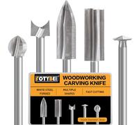 Set di Punte per Intaglio del Legno per Dremel, 5 Pezzi Diversi Punte da Intaglio con Gambo da 1/8" per Fai Da Te, Lavorazione del Legno, Incisione, Micro Scultura