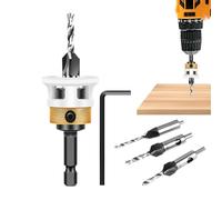 Set di punte per lavello, per la lavorazione del legno, Countersink - 4 punte per trapano con bassa profondità di attrito Stop - Utensile Hex Shank da 1/4 pollici per scheda di particelle, pannello di