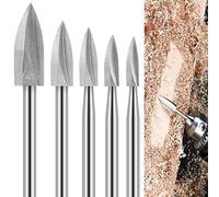 Set di punte per legno per utensili rotanti Dremel, 5 pezzi di punte da intaglio per accessori Dremel con gambo da 1/8" per la lavorazione del legno fai da te, incisione, macinazione, perforazione