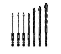 Set di punte per piastrelle, 7 pezzi, 3/4/5/6/8/10/12 mm, attacco esagonale, punta per vetro, ceramica, muratura, vetro, plastica, legno, porcellana, metallo morbido
