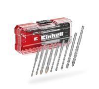 Set di punte per piastrelle in carburo originale Einhell S-CASE da 10 pezzi (in acciaio per utensili, placchetta in carburo appositamente rettificata, punta centrale, doppia elica, gambo E 6.3)