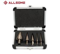 Set di punte per trapano a gradino in cobalto Hss 5pcs metrico/pollici ALLSOME 50 fori multipli 50 dimensioni con custodia in alluminio Metric size