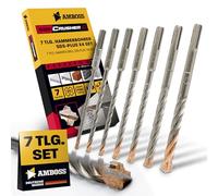 Set di punte per trapano a percussione SDS+, 7 pezzi AMBOSS Tools SDS Crusher 4 - Set di 4 punte con taglienti PGM Ø 5-12mm x 160mm, punte professionali in metallo duro HM per cemento armato