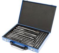 Set di punte per trapano a percussione Wiltec SDS 17 pezzi per trapano elettrico a percussione, set di punte e scalpelli in valigetta metallica, punta per trapano a percussione per muratura punta per