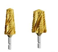 Set di punte per trapano a quattro scanalature, 2 pezzi, per metallo, legno, plastica, con marcature chiare e materiale in acciaio ad alta velocità per prestazioni affidabili (oro)