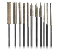 Set di punte per trapano diamantate per Dremel, 11 pezzi, kit di lucidatura per intaglio della pietra, accessori di fissaggio con gambo da 1/8 '' per intaglio, incisione, molatura, pietra, rocce