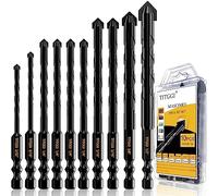 Set di punte professionali per pietra (10 pezzi) per calcestruzzo/vetro/mattoni/cemento/piastrelle/legno, ecc., Punta per trapano in carburo di qualità industriale, 5/32"-1/2