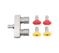 Set di punte spray in metallo da 1/4 di pollice QC per rondelle da 5000 PSI | Valutazione 5000 PSI, connessione rapida da 0,6 cm, struttura in metallo, design a doppio flusso, rimozione dello sporco