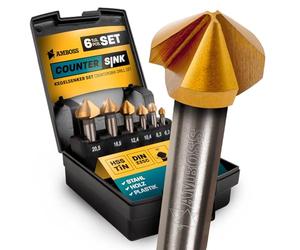 Set di punte svasate 6 pezzi 6,3-20,5 mm HSS TiN/DIN 335C / Amboss Werkzeuge Punta svasata per ferro, acciaio, metallo, metallo non ferroso, legno, plastica/Trapano professionale per svasature per