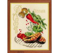 RIOLIS Cena Ricamo a Punto Croce, Cotone, Multicolore, 15 x 18 x 0.1 cm