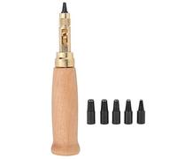 Set di punzoni per foro in pelle Mavaol, 6 dimensioni (1,5 mm 4 mm), strumento di punzone in ottone, manico in legno ergonomico, preciso e confortevole, per artigiani fai -da -te