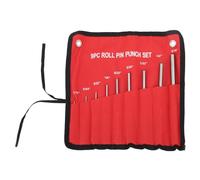 Set di punzoni per perni a rullo da 9 pezzi, strumento per la rimozione dei perni in acciaio temprato con impugnatura zigrinata e custodia di conservazione rossa per la riparazione