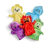 Learning Resources Hand Puppets Famiglia Set Feelings Family Bambini, Impara i Sentimenti, Pupazzi da Mano delle 5 Emozioni, Felicità, tristezza, Sorpresa, Rabbia e Paura, Multicolore, Medium, 95417
