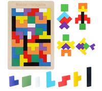 Set di puzzle di legno Tangram, 40PCS Giocattoli Montessori, Rompicapi Blocco Puzzle in Legno, Blocchi Geometrici Tetris Intelligenza Tangram Jigsaw Bambini Primi Educativi Miglior Regalo