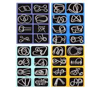 Set di puzzle in filo metallico | 16 pezzi educativi - Gioco di riflessione in metallo per cervello - per adulti in famiglia o in gruppo