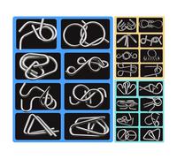 Set di puzzle in filo metallico - 24 pezzi test con custodia | Gioco di anelli composito in acciaio al carbonio per bambini e adulti | Regalo perfetto per feste, Presente e sfida educativa