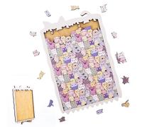 Set di puzzle in legno Meow Fun | 9 puzzle a tema gatto | Decorazione creativa per la scrivania | Idea rilassante e rilassante per adulti (Letters cat)