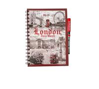 Set di quaderni a spirale souvenir di Londra con penna, design famoso, dimensioni grandi e piccole (piccole)