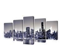 Set di quadri decorativi monocromatici New York su tela, 200 x 100 cm, 5 pezzi, con cornice in legno, decorazione da parete moderna per soggiorno, camera da letto, ufficio