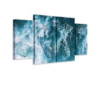 Set di quadri mare con conchiglie |Q943| Stampa su tela in 4 pannelli