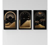 Set di Quadri Moderni Oro & Nero |Q1127| Arte Moderna su Tela per Arredare