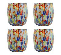 Set Di Quattro 4 Murano Vetro Bere Artistico Bicchiere Multi Mano Blu Millefiori