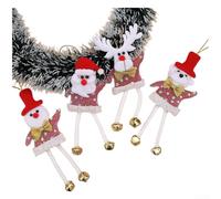 Set di quattro decorazioni per albero di Natale, in tessuto, con stelle e campane, da appendere