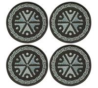 Set di quattro - Patchion simbolo del dio slavo Perun, il dio del tuono con ornamento intorno - termoadesivo sul retro - toppa ricamata/distintiva/emblema