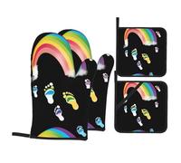 Set di quattro pezzi da cucina WHJSSF Footprints on the Rainbow Picture termoisolante e resistente alle scottature per cucina e barbecue all'aperto