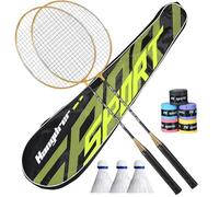 Set di racchette da badminton per adulti, 2 racchette da badminton con impugnatura assorbente per il sudore, racchetta da badminton doppia per adulti, racchetta da badminton in nylon per adulti e