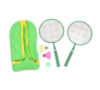 Set di racchette da badminton per bambini con borsa per il trasporto, kit da badminton per bambini, leggero, portatile, rete ad alta elasticità, impugnatura comoda per sport (Verde)