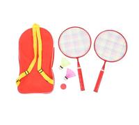 Set di racchette da badminton per bambini con borsa per il trasporto, kit da badminton per bambini, leggero, portatile, rete ad alta elasticità, impugnatura comoda per sport (Rosso)