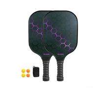 Set di racchette da pickleball sfumate, in fibra di vetro per nucleo a nido d'ape per assorbimento degli urti, 2 racchette e 4 palline, leggero, 209,8 g, per giocare in interni ed esterni (set viola)
