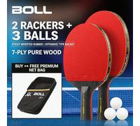 Set di racchette da ping pong Boli A11 6 stelle, 2 pezzi, racchette da ping pong con lama in legno puro, adatto per studenti, giocatori amatoriali e allenamento sportivo quotidiano, set di allenamento