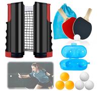 Set di Racchette da Ping Pong Professionale a Scomparsa Con 2 Racchette, 6 Palline, Scatola e Custodia per Giochi Interni