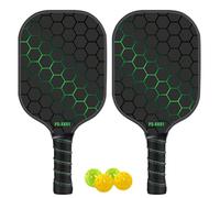 Set di racchette e palline al cetriolo con 2 racchette di cetriolo, set professionale per racchette padel in fibra di vetro, 4 palline di cetriolo, impugnatura ergonomica per principianti
