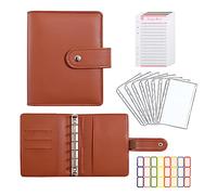 Set di raccoglitori economici formato A7, mini organizer per denaro per risparmiare denaro, sistema di buste per riempire denaro, raccoglitori con tasche, fogli e adesivi, marrone