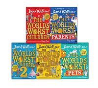 Set di raccolta di libri della serie 5 di David Walliams peggiore del mondo (i peggiori genitori, animali domestici e bambini)