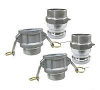 Set di raccordi in alluminio con design a camma e scanalatura per linee idrauliche dell'olio idraulico per adattatore filettato NPT 1/2 pollici 3/4 pollici 1 pollice argento confezione da 2 (3/4")