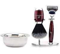Set di rasatura da uomo manuale manuale a 5 bordi rasoio di sicurezza, pennello da barba per capelli sintetici ciotola in acciaio inox, supporto per spazzola da barba per rasatura viso set da JAG