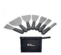 Set di raschietti 1/7 pezzi in acciaio al carbonio multi-standard, coltello multiuso per cartongesso, stucco con borsa per rimuovere vernice o detriti, nero e argento