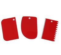 Set di raschietti multiuso in plastica, rettilinei, curvi e dritti, raschietto flessibile per ciotole da cucina, raschiatura, cottura, pasta per pane, fondente per torte (rosso) Durability