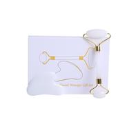 Set di raschietti per massaggio facciale in giada bianca, con guazzo, pietra gua sha, rullo massaggiante (tipo A)