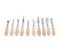 Set di raschietti per pittura a olio Lame professionali in acciaio inossidabile Coltelli multiforma per pittura a olio acrilica su tela Pareti in legno Kit da 10 pezzi Manico in