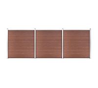 Set di recinzione da giardino, 3 pannelli, protezione da sguardi indiscreti e antivento, 526 x 186 cm, marrone, soluzione completa per recinzioni esterne per terrazze e cortili