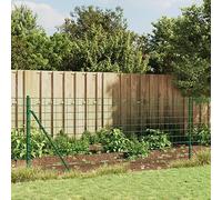 Set di recinzione da giardino in rete metallica verde con manicotti a terra, 1,1 x 25 m, pannelli metallici per una protezione sicura esterna, ideale per giardino, cortile e recinto per animali
