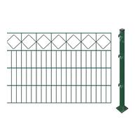 Set di recinzioni per gioielli con pali da avvitare (altezza: 80 cm, lunghezza: 23,1 m), doppia asta con listello decorativo "Karo", verde, resistente ai raggi UV e alle intemperie