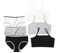 Set di reggiseni senza cuciture in cotone con spalline incrociate top primo reggiseno e mutandine stile canotta da allenamento con spalline elastiche per bambini 7-10 anni, Multicolore 1., 9-10 Years