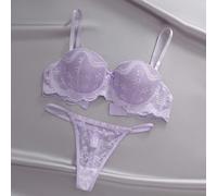 Set di reggiseno con ferretto e perizoma in pizzo stile minimalista e romantico per donna 70C,75B,75C,75D,80B,80C,80D,85B,85CPianteTessuto in maglia